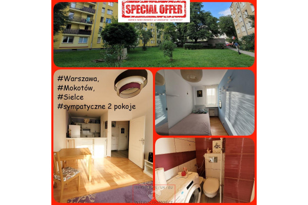 Warszawa, Mokotów, Sielce, Dolna, Ładne 2 pokoje na Sielcach niskim budynku