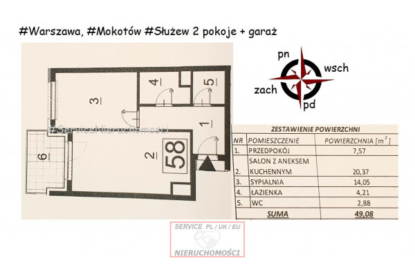 Warszawa, Mokotów, Służewiec, Komputerowa, Ładnie wykończone dwa pokoje z garażem -#Mokotów